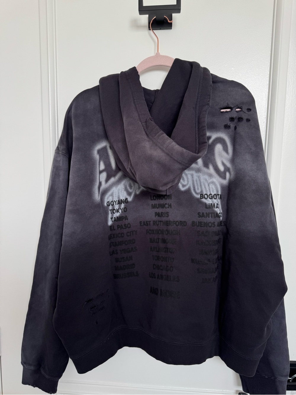 BTS Arirang tour merch. Intentionally Distressed Zip-Up Hoodie - Charcoal Gray - Picture 13 of 13